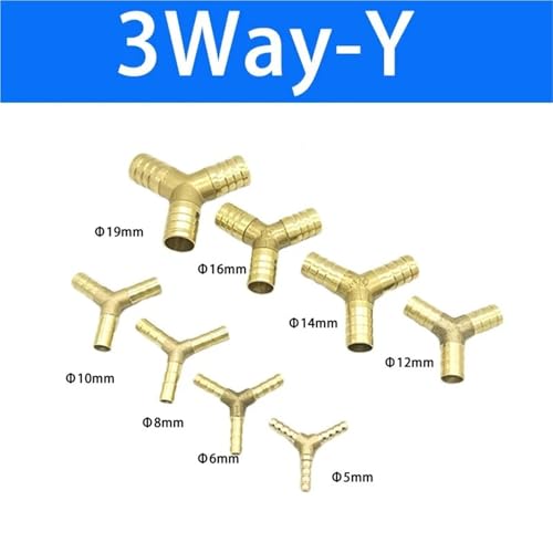 Conector de latón tipo Y de 10mm para mangueras neumáticas y de gas 3