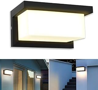BENMA Lampa ścienna LED, IP65, wodoszczelna, 18 W, ciepła biel, 3000 K, aluminium, prostokątna, zewnętrzna lampa ścienna do ogrodu, na front, do łazienki, na werandę, garaż, 260 x 125 x 125 mm