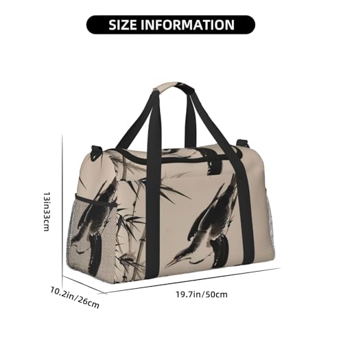 Fish bird and Leaves painting Print Travel Duffle Bag - Foldable Personal Item Travel Bag for Women & Men,13x10.2x19.74