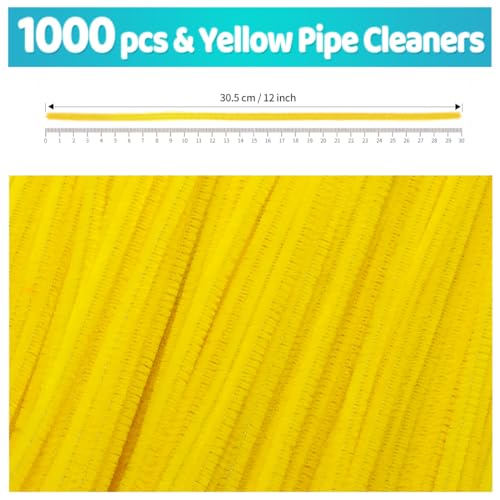 Image of IOOLEEM 1000pcs Yellow Pipe Cleaners Bulk for Crafts
