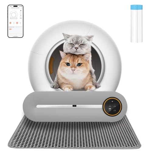 Elektrische Katzentoilette Selbstreinigend Automatisches Katzenklo mit Sieb Self Cleaning Cat Litter Box Katzen Klo Groß XXL Anti Pinch Geschlossene Cat Toilet App Steuerung (Type A)