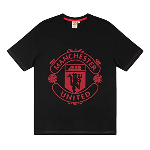 Manchester United Official Mens Loungewear Short Pyjamas Black Crest Medium - Image 2