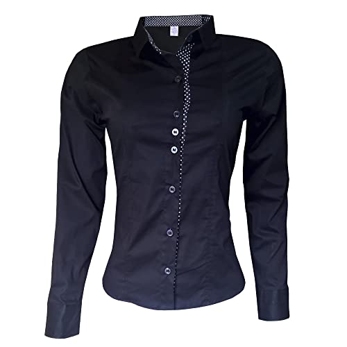 Camisa Social Feminina Manga Longa Preto Bordo Combo 2 Un