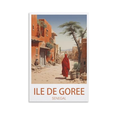 Poster de voyage vintage de l'île de Gorée du Sénégal - Décoration murale pour salon - 20 x 30 cm