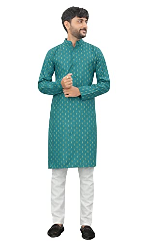 Image of Men's Printed Cotton Blend Full Sleeve Regular Fit Casual Wear Kurta (A-E-367)