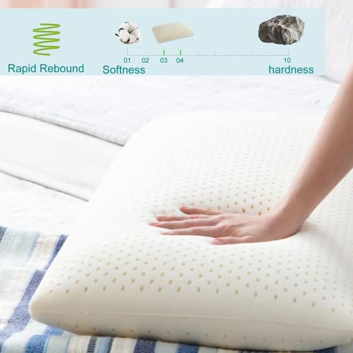 Jotom 100% Natural Talalay Latex Latex Sleeping Bed Pillow - Luxury Queen Pillow For Side, Back, And Stomach Sleepers - Removable Breathable Cotton Cover (Extra Soft) #TOP5