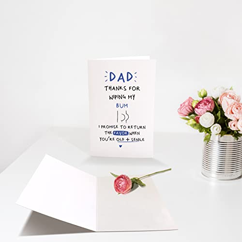 Chenive Funny Fathers Day Card, Happy Father’s Day Card From Son Daughter, Birthday Greeting Card For Daddy, Dad Thanks For Wiping My Bum #TOP2