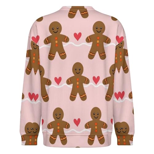 MoBlinko Mens Sweater Gingerbread Man Hearts Sweaters for Men M Crew Neck Sweater for Men Lightweight Pullover3