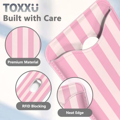 Image of Stripe Magnetic Wallet for Magsafe Compatible with iPhone 17 /16 /15 /14 /13 /12 Series Pro Max Plus Air (Phone Magnet Card Holder Fit 3 Cards for Women Girl Lether Mag Safe Wallets Pink)
