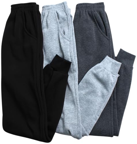 Coney Island Girls Sweatpants - 3 Pack Soft Fleece Active Performance Joggers for Girls - Kids Athletic Pants with Pockets3