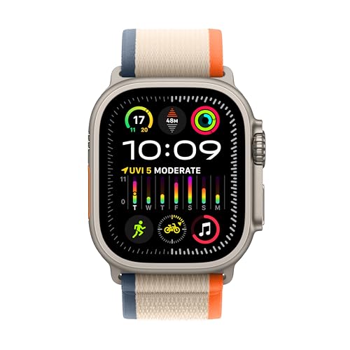 Image of Apple Watch Ultra 2 [GPS + Cellular 49mm] Smartwatch with Rugged Titanium Case & Orange /Beige Trail Loop M /L. Fitness Tracker, Precision GPS,Action Button,Extra-Long Battery Life,Bright Retina Display