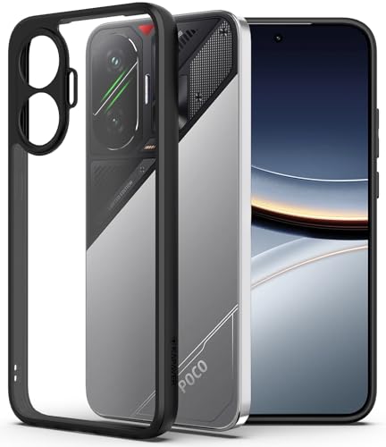 Image of KAPAVER Hybrid Clear Back Cover Case for Redmi Turbo 4 Pro /Poco F7 | Protective Shockproof Cleare Hard PC Soft Flexible Black TPU Cover