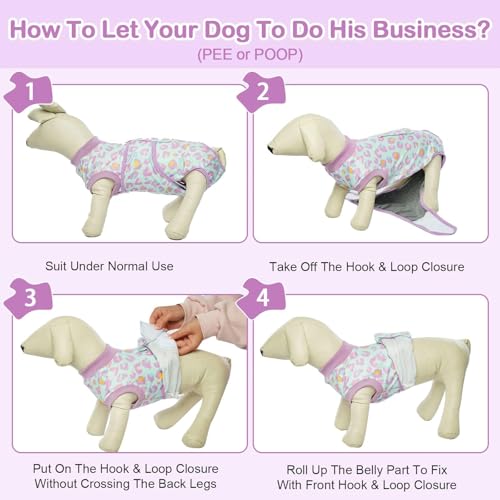 Image of Kuoser Dog Recovery Suit for Dogs After Surgery,Professional Surgical Onesie for Female Male Dogs Spay Neuter,Soft Dog Surgery Suit Bodysuit for Abdominal Wounds Skin Disease,Light Purple Leopard M