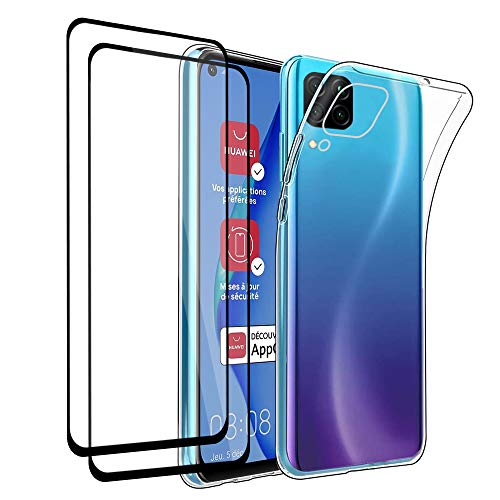 Funda para Huawei P40 Lite Transparente + [2 Pack] Cristal Templado, CaseLover Carcasa para Huawei P40 Lite Ultra Fina Suave Cristal Clear Silicona TPU Antideslizante Protección Case Cover