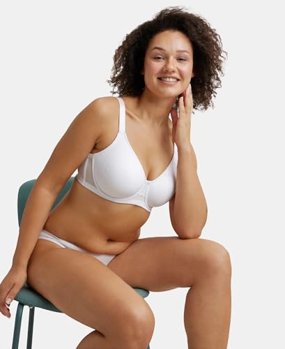 Image of Jockey 1855 Women Under-Wired Non-Padded Soft Touch Microfiber Elastane Stretch Full Coverage Minimizer Bra with Broad Wings