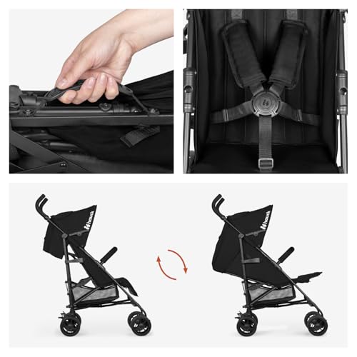 hauck Fold N Care Carrito Bebé Ultraligero - Silla de Paseo para Niños desde 6 Meses hasta 22 kg - 7,6 kg Compacta - Reclinable - Protección Solar UV 50+ - Cesta XL - Negro - imagen 4