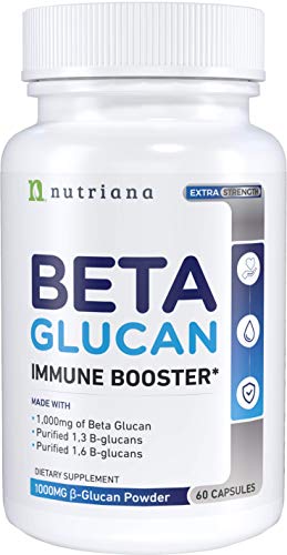 Beta 1,3D Glucan 1,000mg - Immune Support - Beta 1,3 1,6 B-Glucan Supplements - 60 Capsules - Beta Glucan 1 3D Glucan 500mg