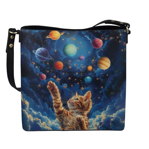 Image of HUGS IDEA Boho Bags for Women Leather Handbag Shoulder Bucket Crossbody Purse