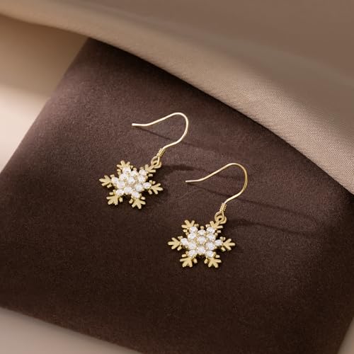 Boucles d'oreilles pendantes argent 925 flocon de neige en oxyde de zirconium haut de gamme - 4