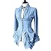 Vintage Steampunk Jacket for Women Victorian Blouse with Ruffle Pocket Button Front High Neck for Gothic Fashion or Daily Wear Blue