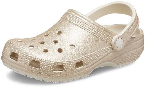 Crocs Mixte Classic Sparkly Clog | Metallic and Glitter Shoes Sabots, Paillettes de Champagne, 4 Women/2 Men