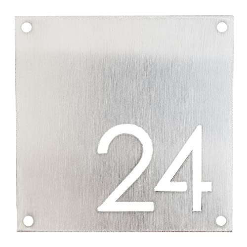 GUIZZO Creart - Numero Civico Esterno in Acciaio Inox, Targa Personalizzata con Numeri Civici Esterni, Via e/o Famiglia e Nomi Made in Italy, Targhetta Personalizzata Porta Ingresso Esterno, 10x10H cm