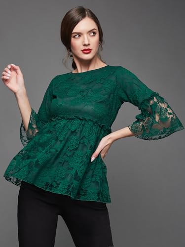 Image of Miss Chase Women's Relaxed Fit Regular Lace Top