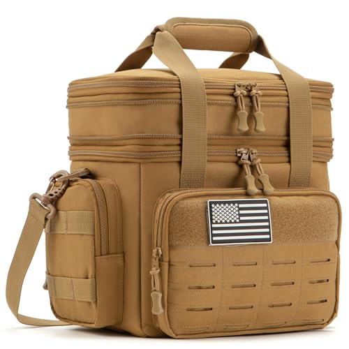 QT&QY Caja Térmica Táctica Extensible 18L para Hombres Bolsa Frigorífica Militar Impermeable con Correas MOLLE, para Trabajo, Camping, Picnic y Actividades Exteriores