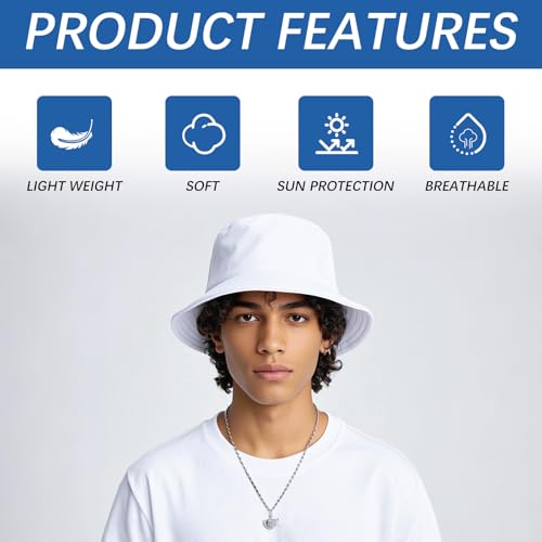 Image of Bucket Hats Bulk Solid Color DIY Blank Hat Bucket Hats for Men, Women and Adults