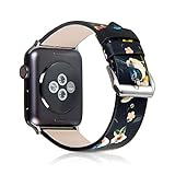 Pantheon Compatible with Apple Watch Band 42mm 44mm for Women - Floral Leather Compatible iWatch Bands/Strap for Series 6 5 4 3 2 1