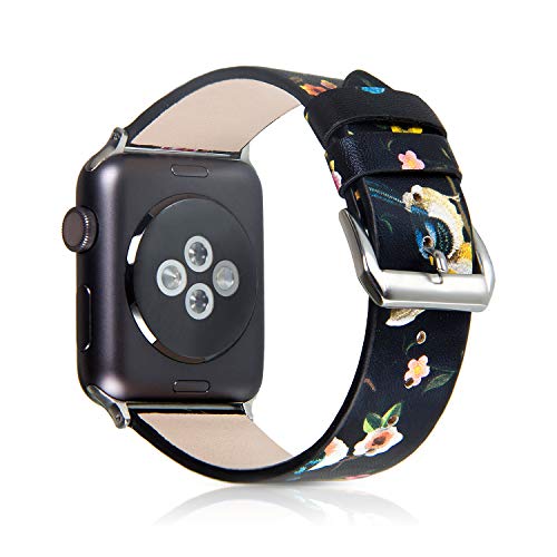 Pantheon Compatible with Apple Watch Band 42mm 44mm for Women - Floral Leather Compatible iWatch Bands/Strap for Series 6 5 4 3 2 1