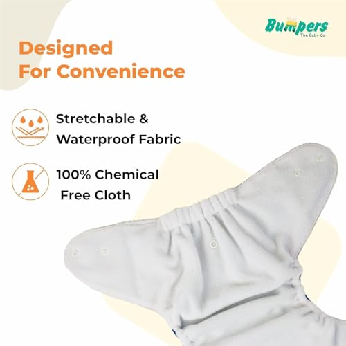 Image of Bumpers Premium & Ultra Soft Reusable Cloth Diaper with Insert Pad | Extra Absorbant, Washable, Waterproof & Adjustable Cloth Diaper for Babies /Kids, 3M-3Years (Pack of 1, Free Size, Light Pink)