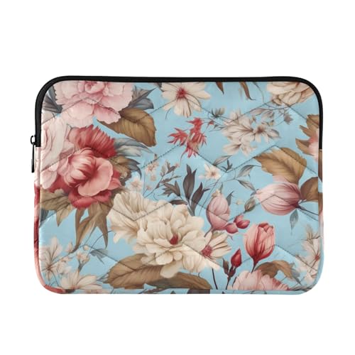 Funda para portátil 13-14 pulgadas con diseño floral rojo y rosa