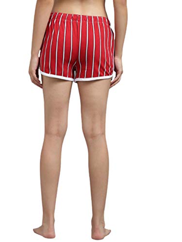 Image of KOTTY Pure Cotton Red and Red Striped Women Night Short - Pack of 2