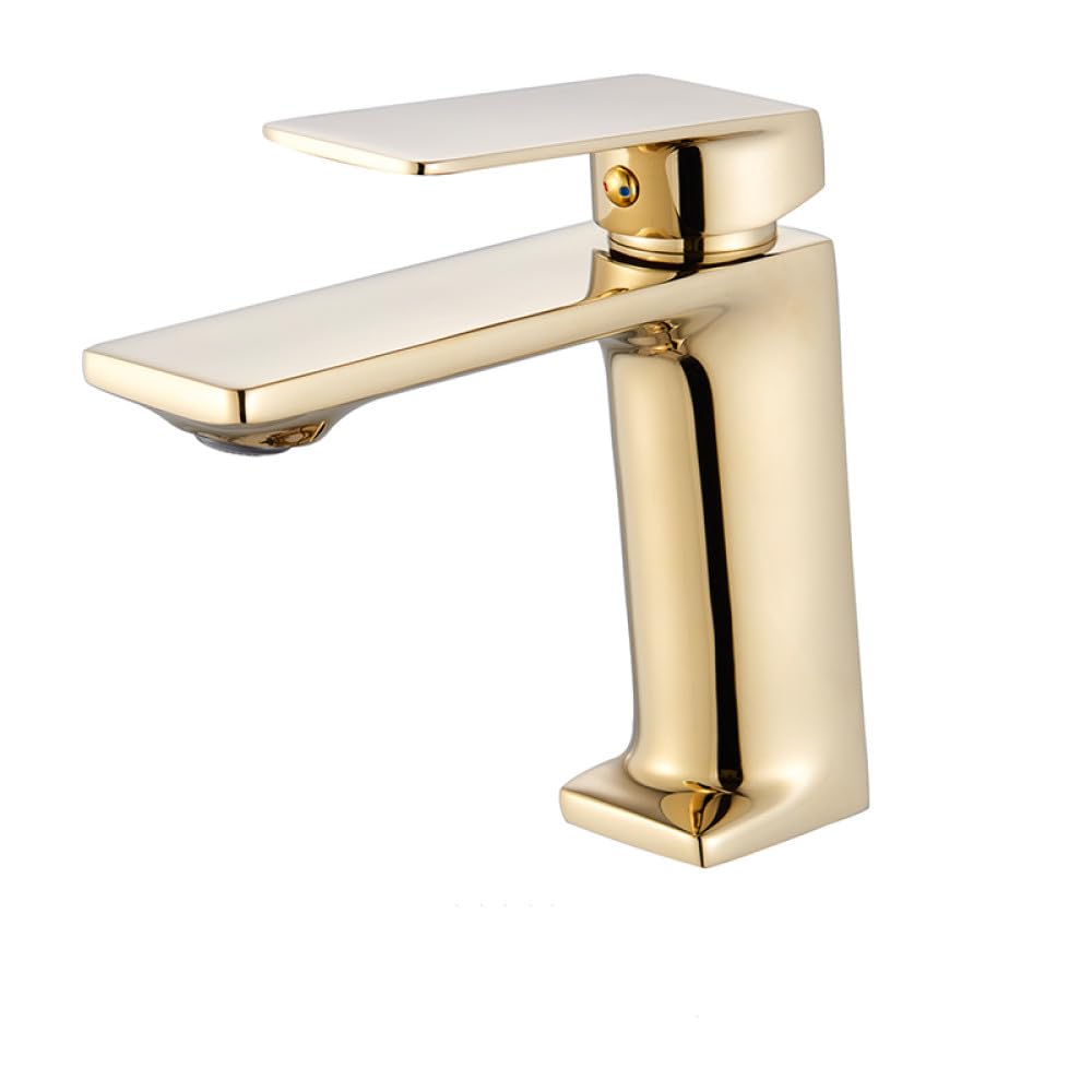 Bathroom Faucet Deck Mount Single Handle Single Hole Cold Hot Water Mixer Bathroom Sink Faucet Chrome A Golden