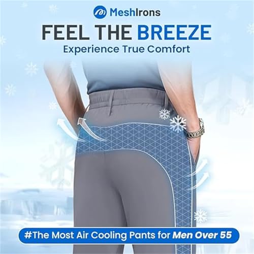 Linochic - Ice Silk Mesh Panel Casual Pants, Linochic Pants for Men Over 55, Quick Drying Breathable2