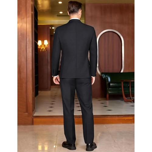 Men's Suit Set 2-Piece Double Breasted Work Solid Business Formal Occasions Dress Wedding Blazer+Pants3