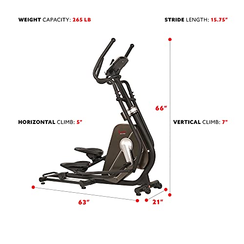 Image of Sunny Health & Fitness Smart Elliptical Machine with Pulse Sensor, Adjustable Resistance with Quiet and Smooth Long Stride Drive System, SunnyFit App Access Optional via Bluetooth and Manual Mode