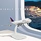QIYUMOKE 1/400 747 Metallmodell für Delta Boeing747 mit Rädern (15.5 cm) geeignet für Luftfahrt-Enthusiasten zum Ausstellen, kann auch als Geschenk oder Dekoration verwendet Werden
