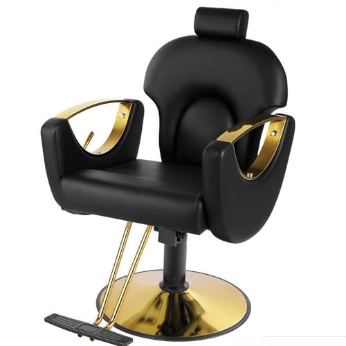 Silla profesional reclinable con bomba hidráulica, altura ajustable, giro de 360°, multifunción para servicios de peinado y champú