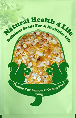 Natural Health 4 Life Candied Mixed Double Cut Orange and Lemon Peel 200g Fat Free High Fibre Baking Ingredient for Fruit Cakes Biscuits and Desserts (1 Bag)