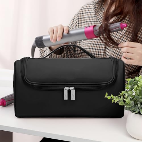 Image of Travel Storage Bag for Dyson Hair Dryer, Travel Case with Hook, Curler and Accessories Organizer, Large-Capacity Case Holder, Portable Carrying Case, Storage Organizer Bag for Women., Black,