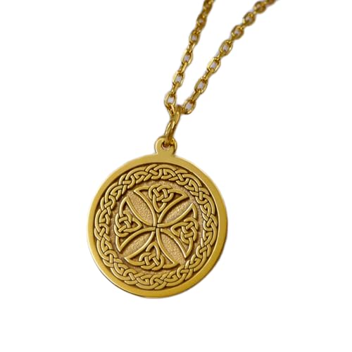 Collar de plata de ley cruz celta de 22 mm con elegante baño de oro de alta joyería