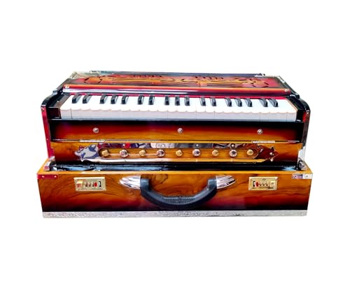 Maanvish Harmonium, Maanvish Professional Harmonium Portable, Double Reeds, 3 1 2 Octaves, 9 Stops,4 Extra Notes, Padded Bag
