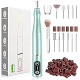 TUOBEO Cordless Nail Drill Electric Rechargeable File Kit, Professional Efile Acrylic Gel Nail Polish Remover Pedicure Manicure Machine Portable Set with 11 Bits 56 Sanding Bands for Salon Mint Green