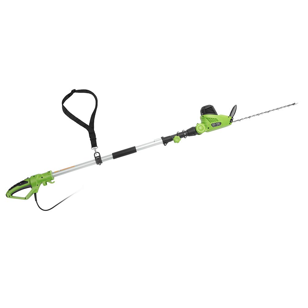 BAKAJI Cortasetos telescópico eléctrico con Varilla Extensible, tamaño setos Hoja 41 cm con inclinación, Hoja Ajustable, Mantenimiento del jardín, cortabordes (460 W hasta 240 cm)