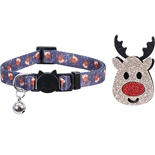 Lamphyface 3 Pack Christmas Cat Collar Adjustable Bell Breakaway With Father Christmas Reindeer Xmas Tree Accessories #TOP4