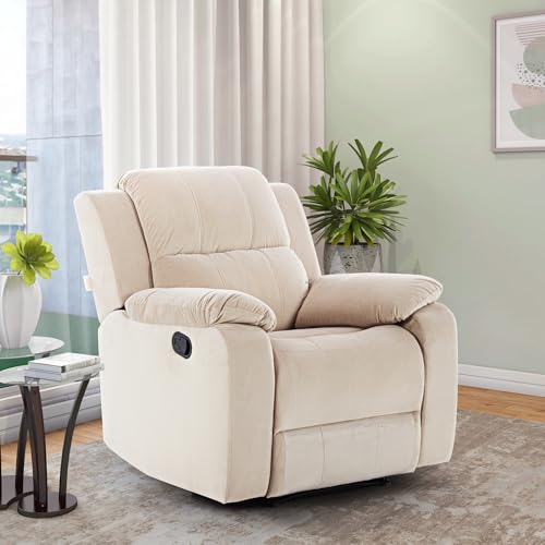 Image of Urban living - Joseph Single Seater Fabric Manual Recliner | 1 Seater Sofa | Single Sofa Recliner | 1 Seater Chair Sofa | 1 Year Warranty | Beige