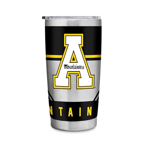 Rico Industries NCAA Appalachian State Mountaineers 20oz Stainless Steel Tumbler with Lid - Great For Coffee, Tea, Water or Cocktails