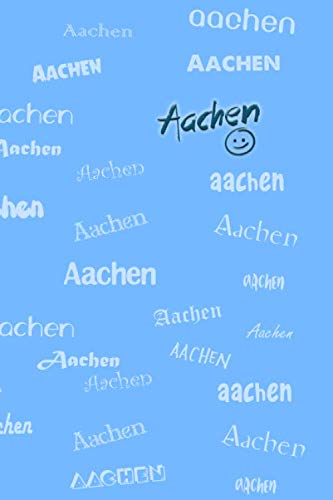 Aachen: Sky Blue Colored, Multifont Typography 110 Pages Lined - Creative Journal Notebook / Diary Gift (6 x 9 inches, Ruled)